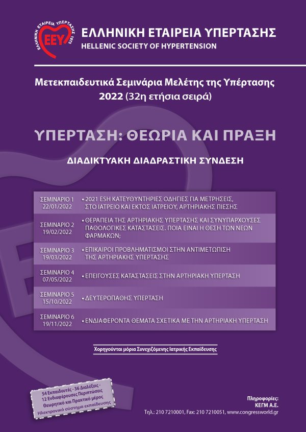Μετεκπαιδευτικά Σεμινάρια Μελέτης Της Υπέρτασης 2022